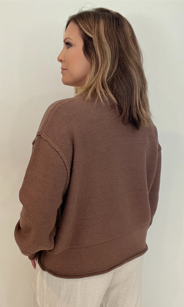 Evans Rolled Edge Sweater-Milk Chocolate