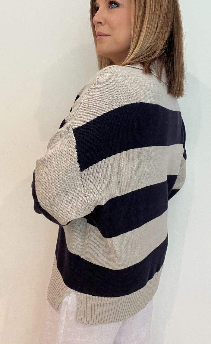 Sail Away With Me Sweater-Dark Navy/Natural