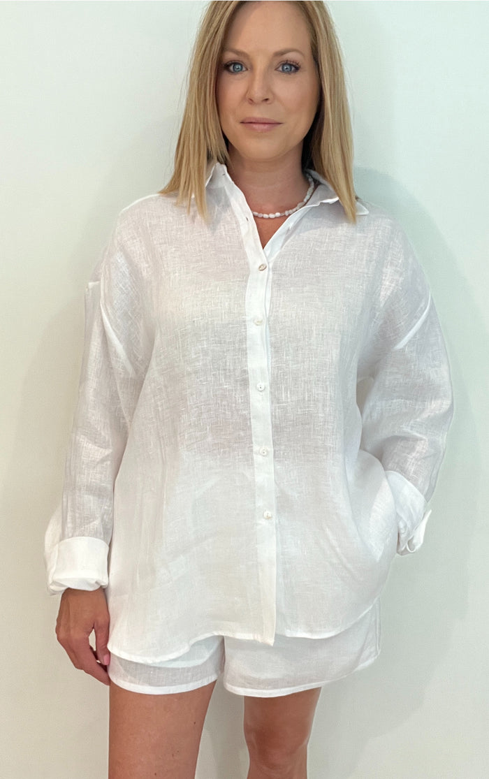 Offshore Linen Button Down-White