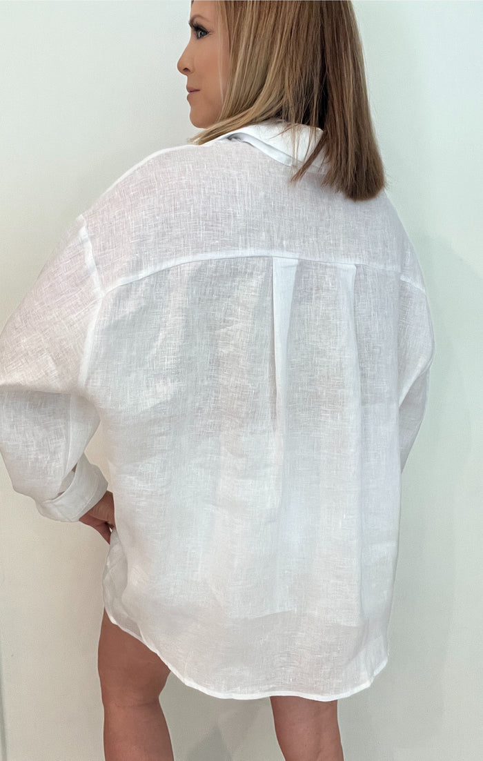 Offshore Linen Button Down-White