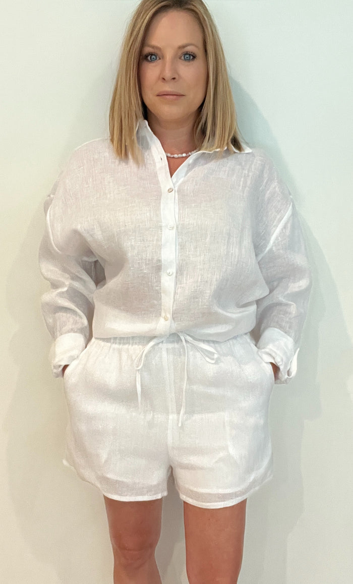 Offshore Linen Shorts-White
