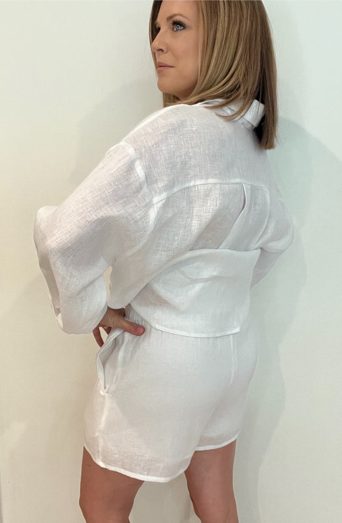 Offshore Linen Shorts-White