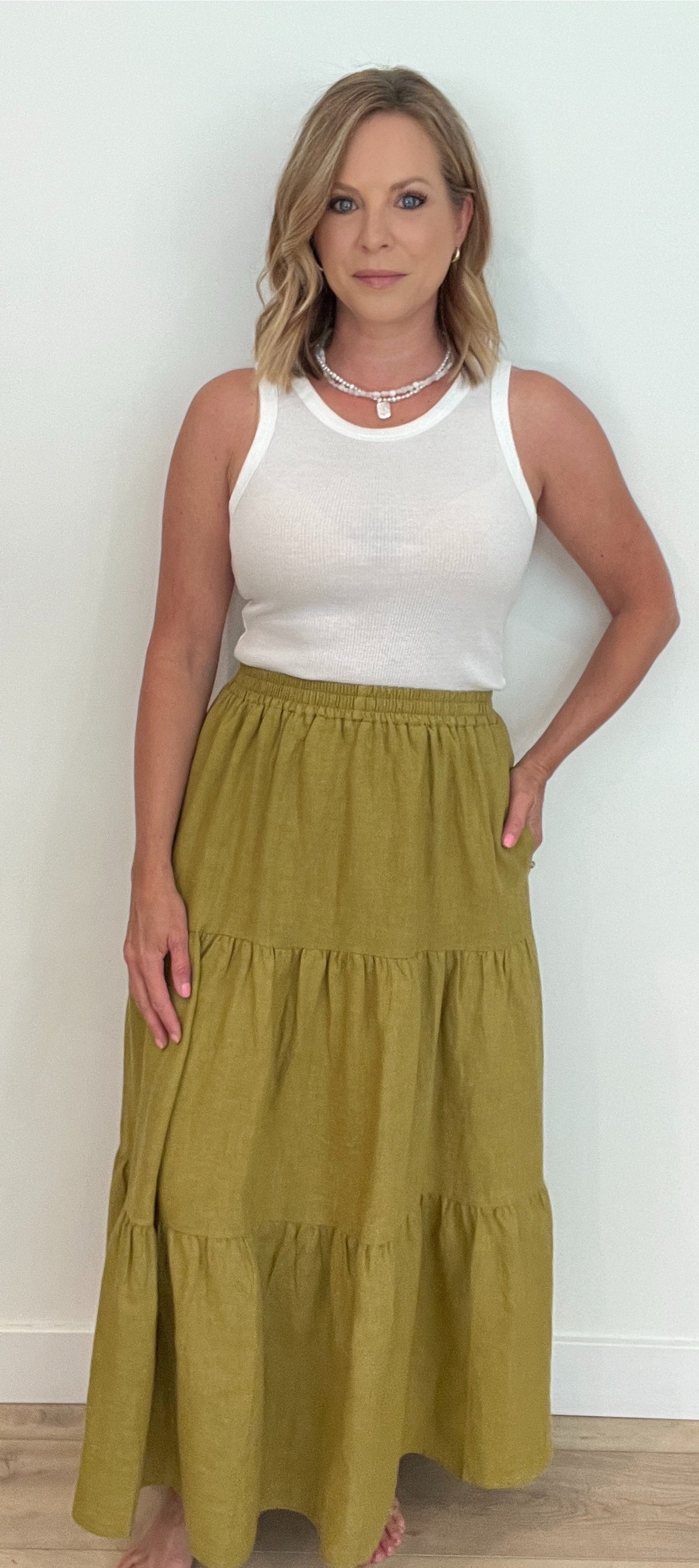 Solstice Maxi Skirt-Olive