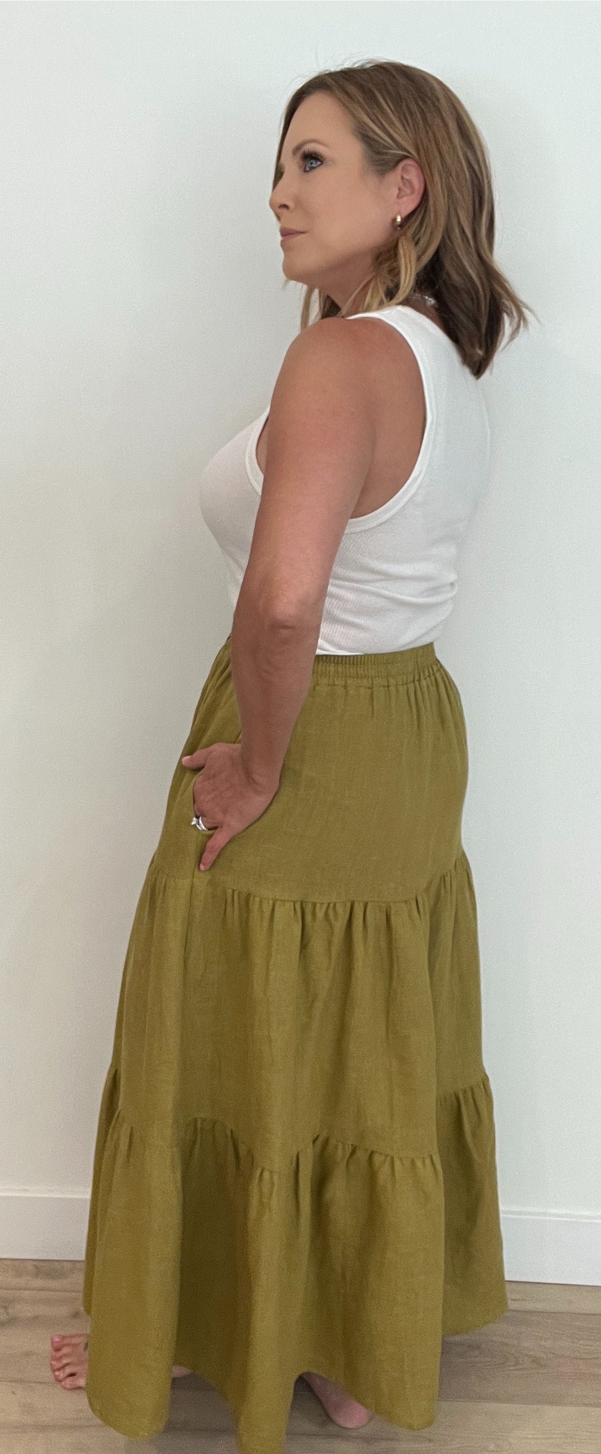 Solstice Maxi Skirt-Olive