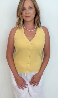 Golden Ribbed Halter Top-Honey