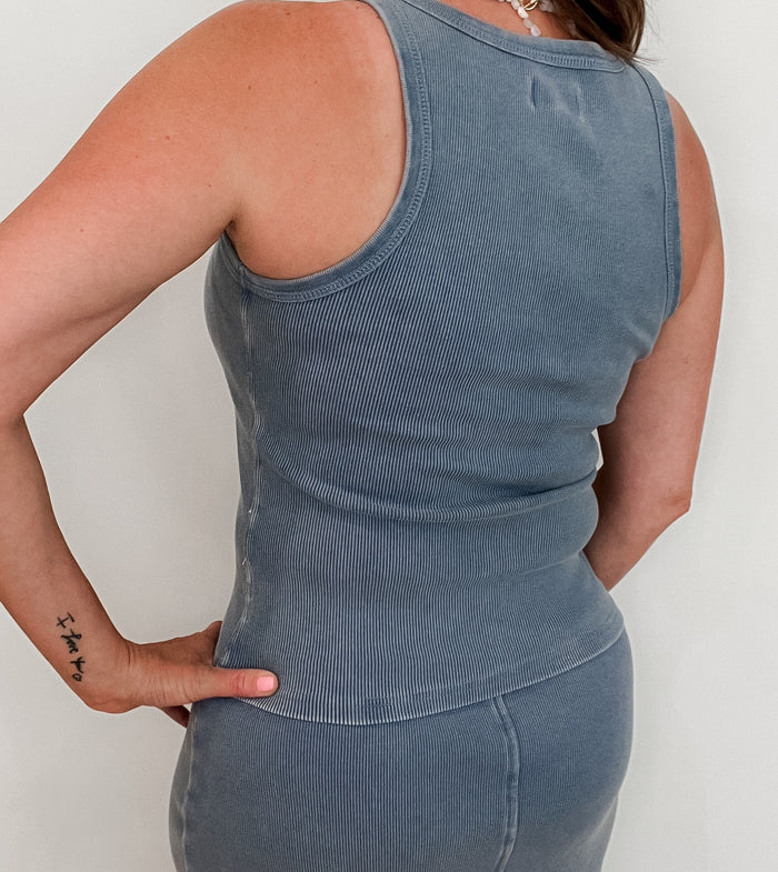 Ginny Cotton Tank-Blue