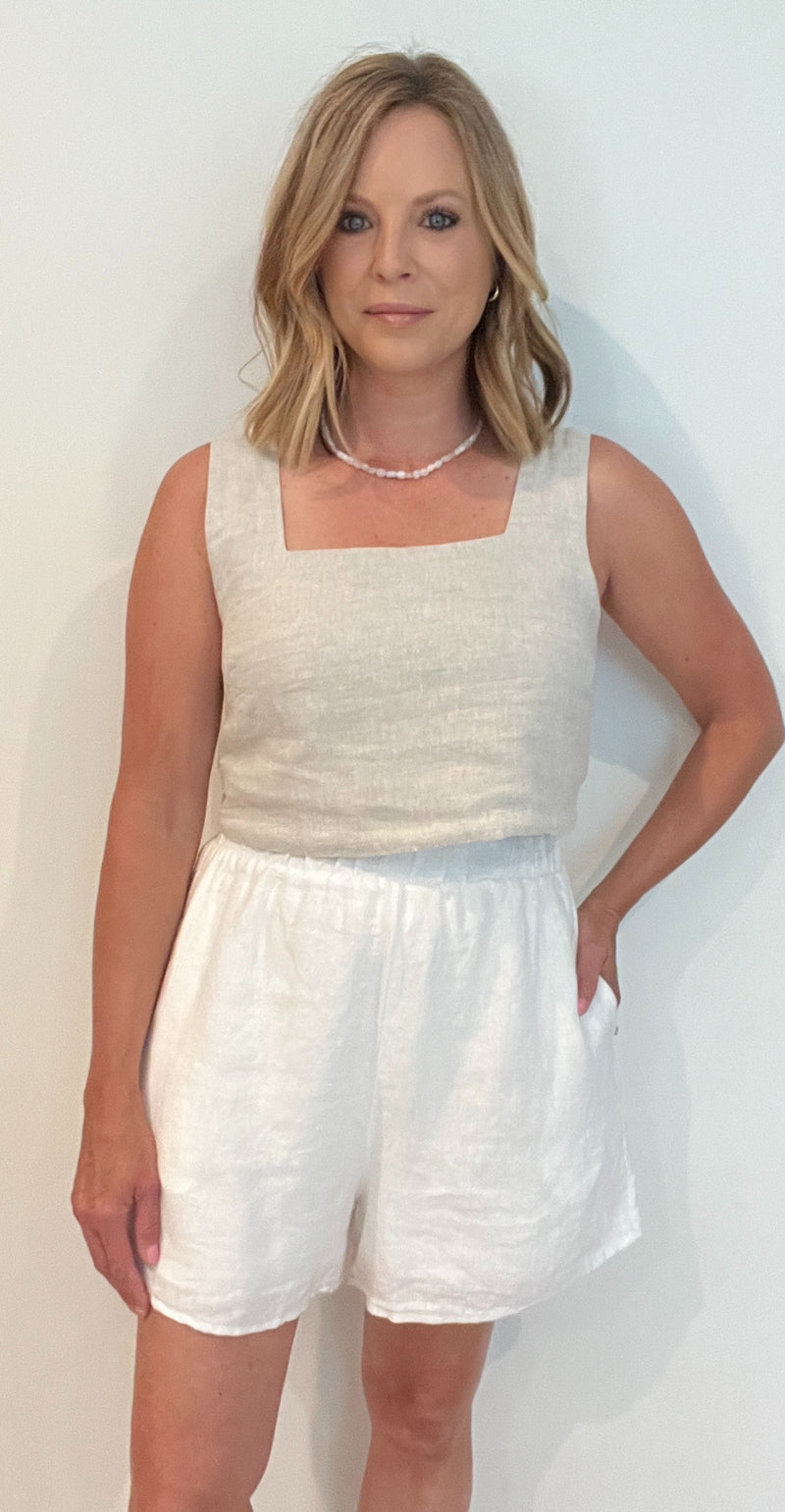 Summertime Linen Shorts-White