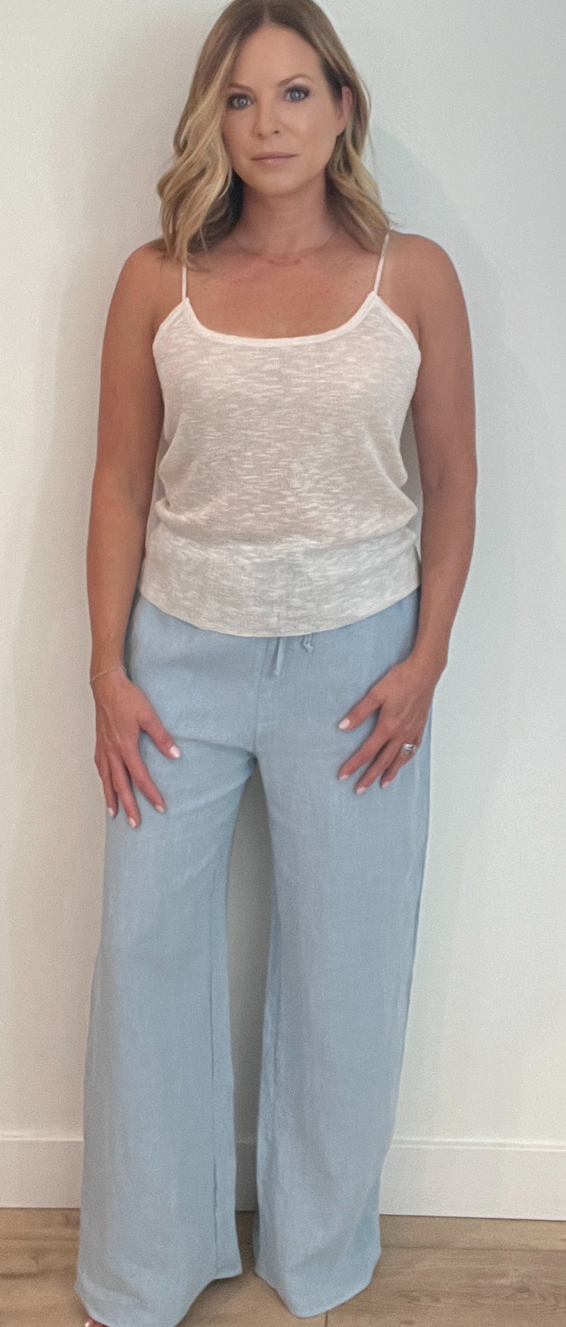 Capri Linen Pant-Sky Blue