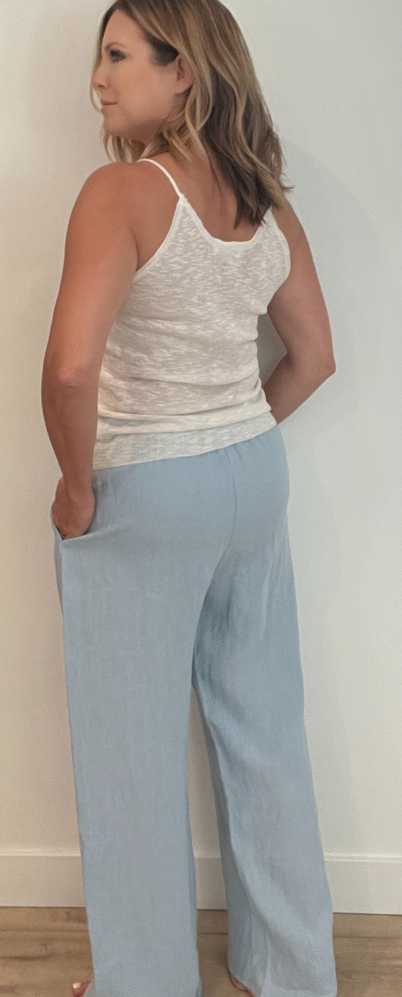 Capri Linen Pant-Sky Blue