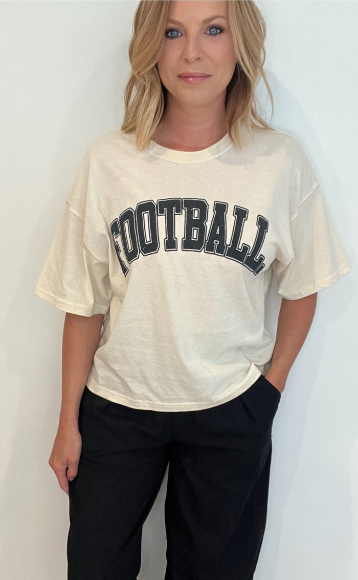 Football Season Tee-Natural/Black