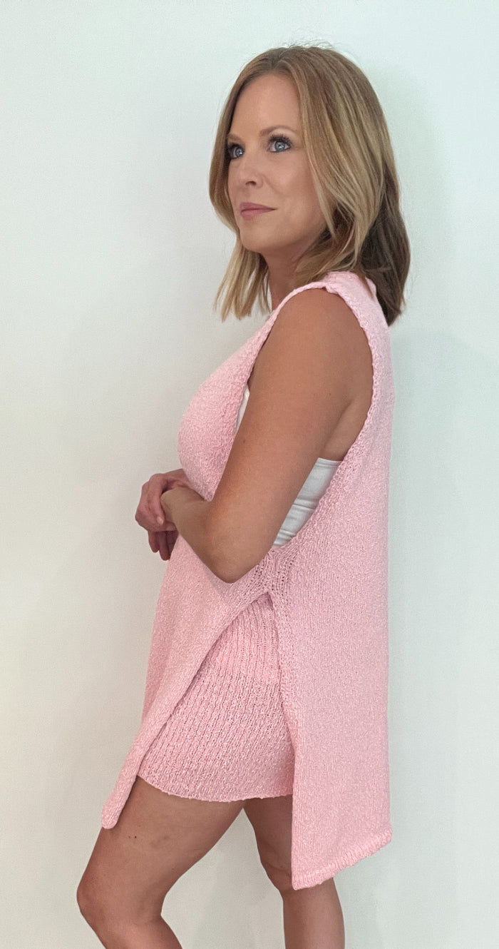 Cabo Sweater Shorts Set-Baby Pink