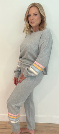 Ocean Waves Jogger-Grey/Sunset Stripes