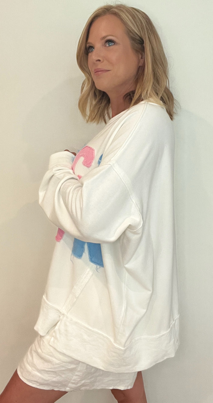 Touchdown Pullover-Pink/Blue