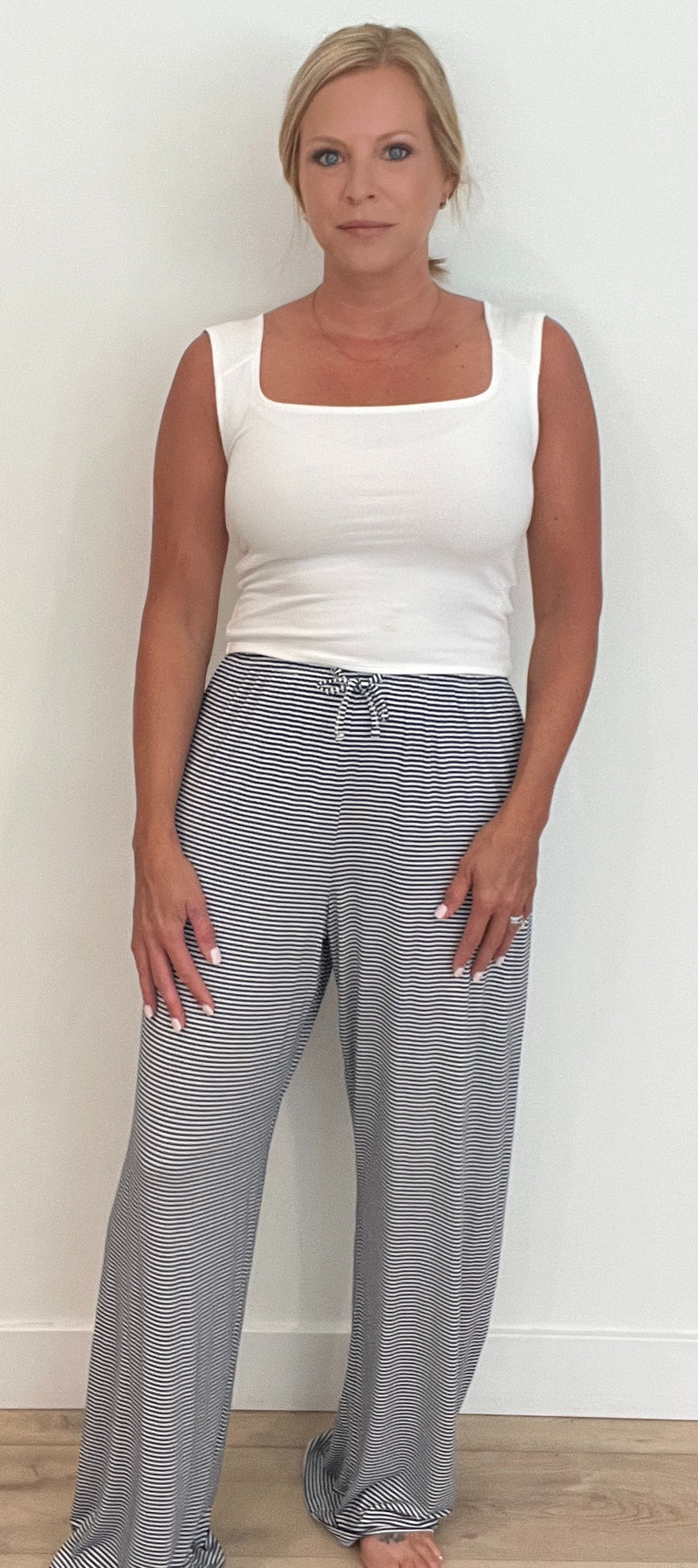 Sunday Lounge Pant-Navy/White Stripe