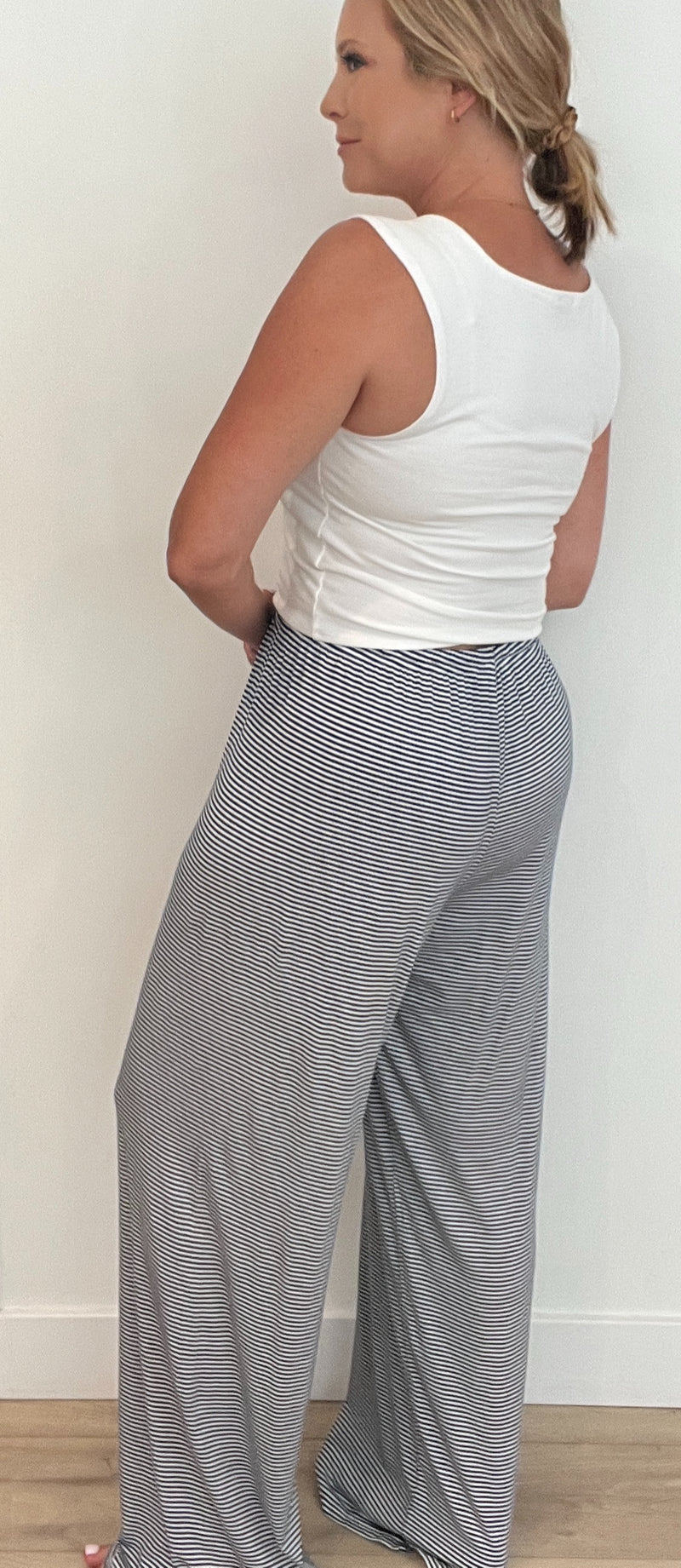 Sunday Lounge Pant-Navy/White Stripe