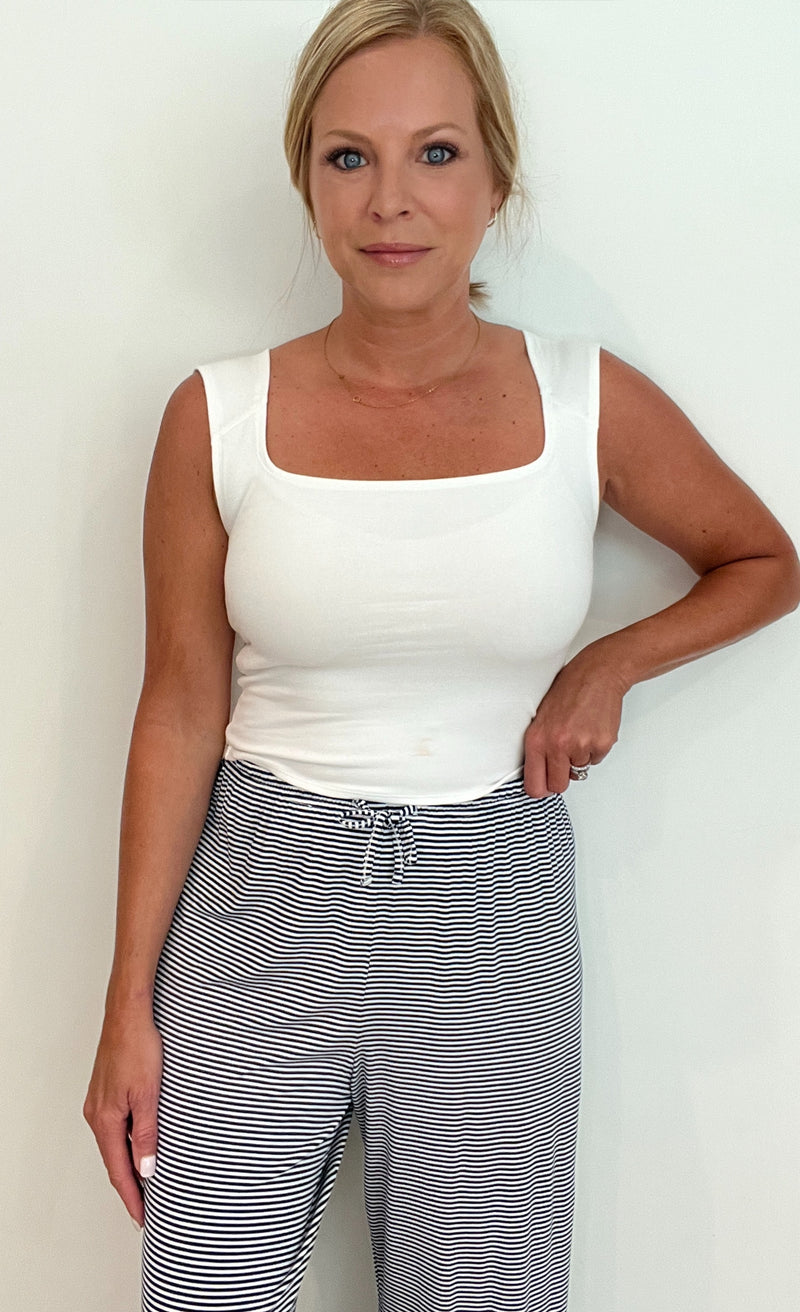 Sunday Lounge Pant-Navy/White Stripe