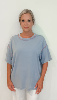 Jessie Contrast Tee-Blue