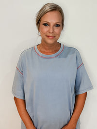 Jessie Contrast Tee-Blue