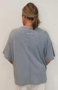 Jessie Contrast Tee-Blue