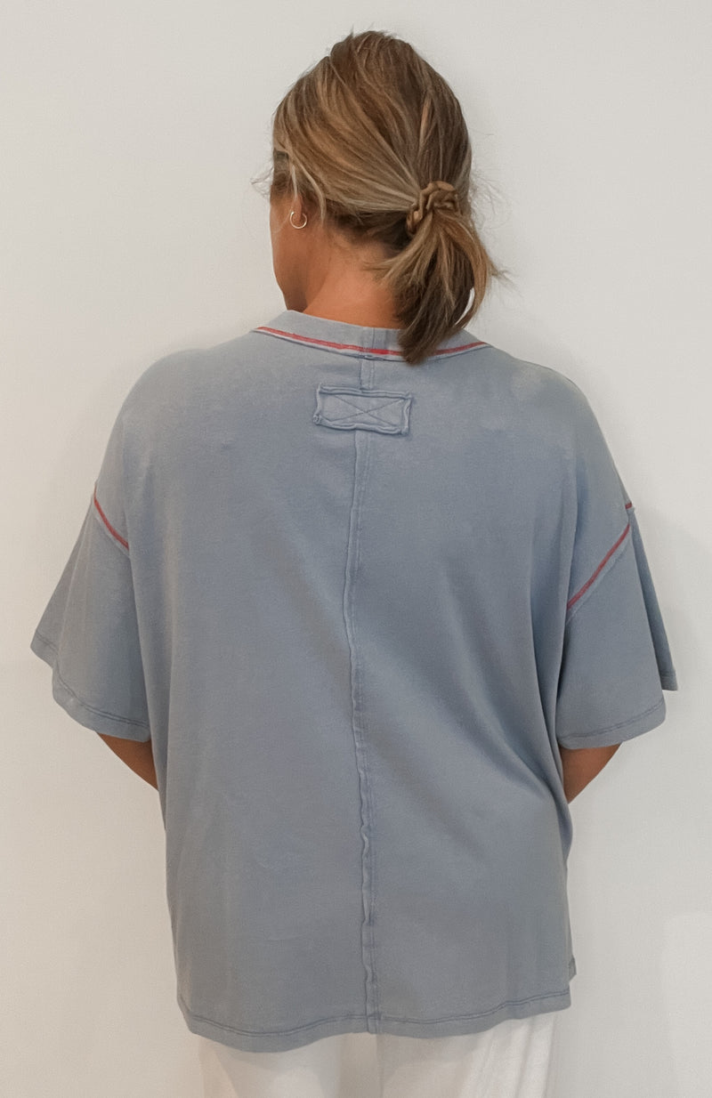 Jessie Contrast Tee-Blue