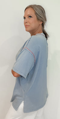 Jessie Contrast Tee-Blue
