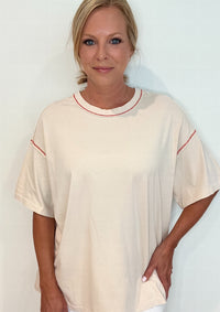 Jessie Contrast Tee-Chalk