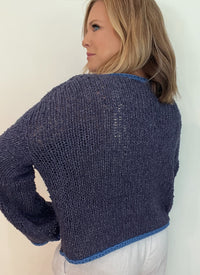 Easton Contrast Sweater-Navy Blue