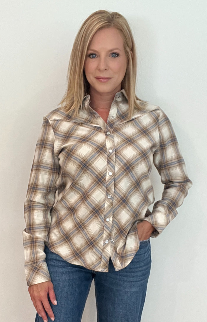 Wyatt Plaid Button Down-Blue/Cream-Final Sale