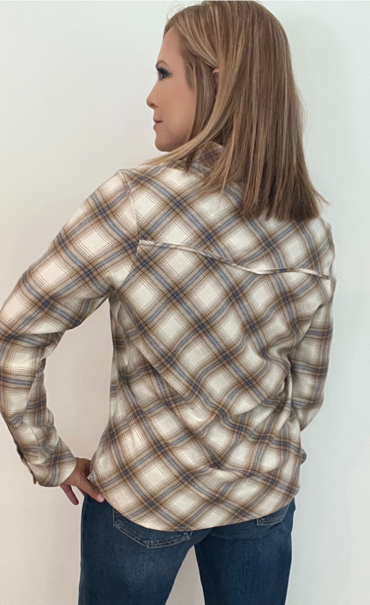 Wyatt Plaid Button Down-Blue/Cream-Final Sale