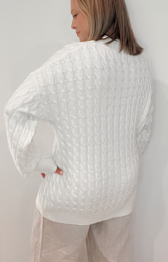 White Sands Cable Knit Sweater