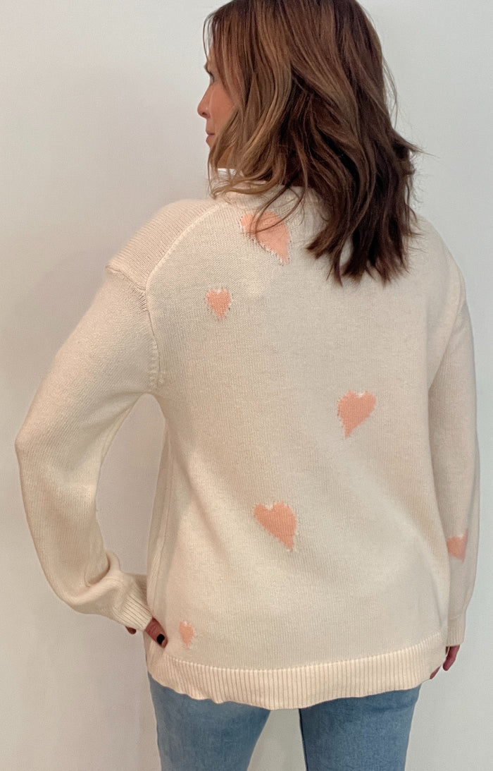 Falling In Love Sweater-Natural/Pink