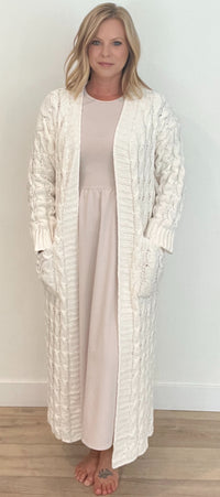 Brooklyn Cable Knit Cardigan-Ivory
