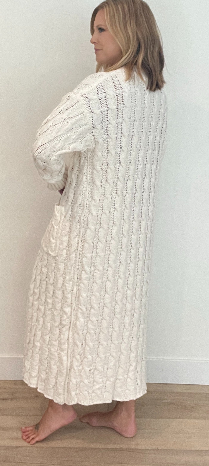 Brooklyn Cable Knit Cardigan-Ivory