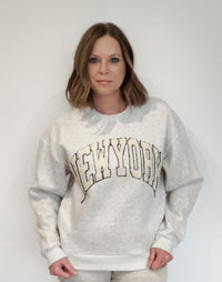 New York Boucle Letter Patch Sweatshirt