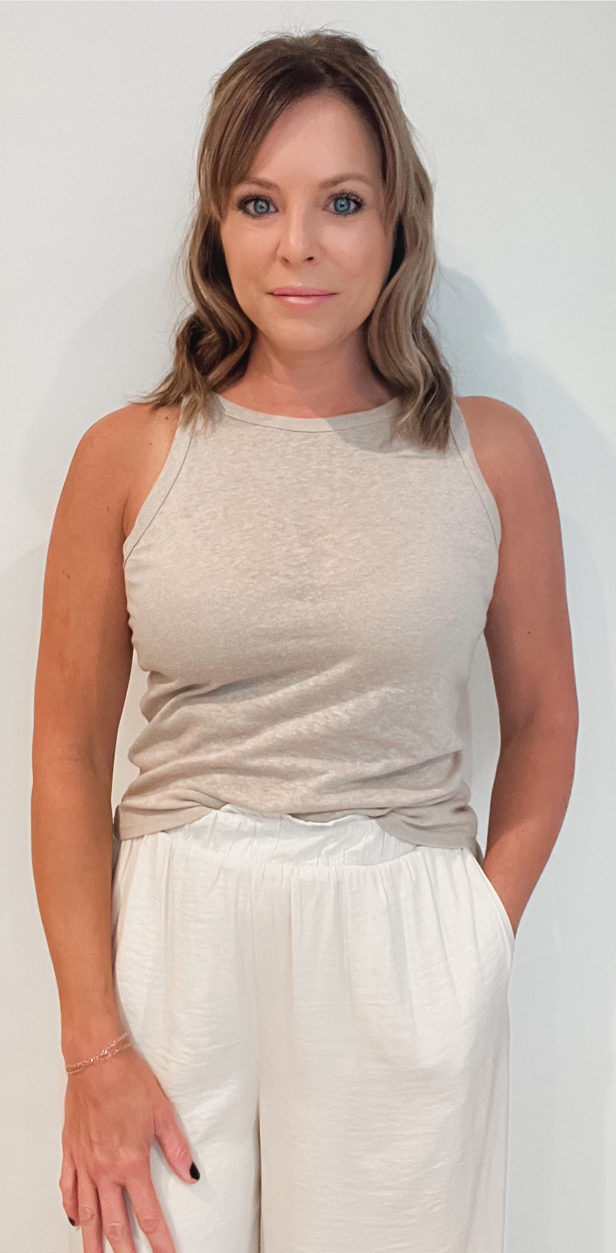 Sydney Linen Tank-Natural