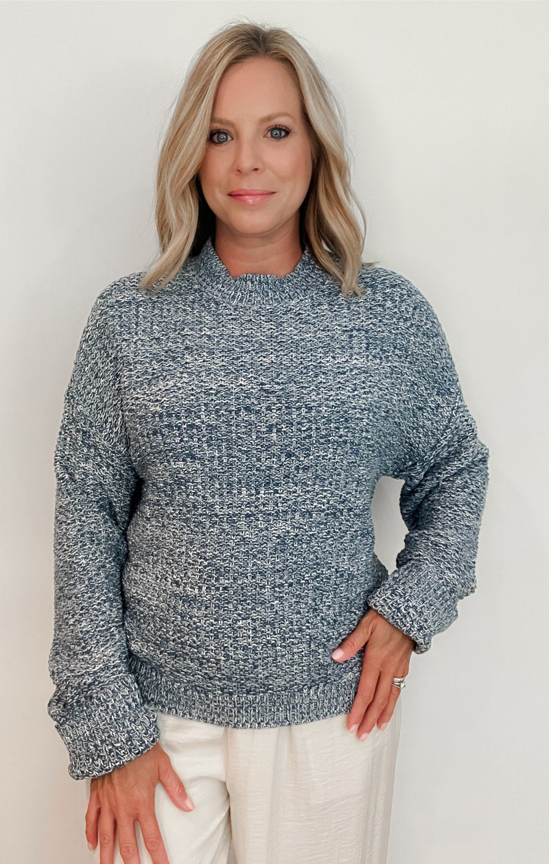 Azure Marled Sweater-Denim Blue