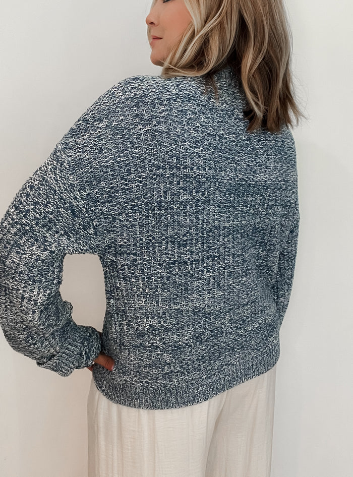 Azure Marled Sweater-Denim Blue