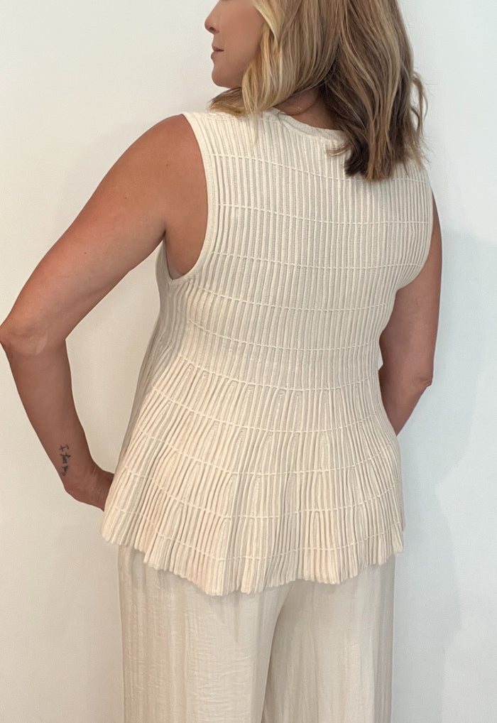 Swiss Coffee Flare Tank-Natural
