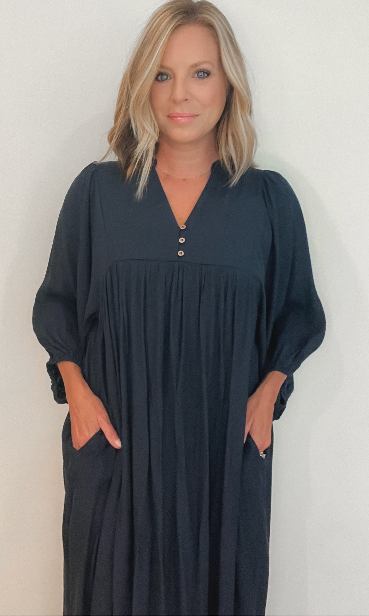 Newbury Midi Dress-Navy