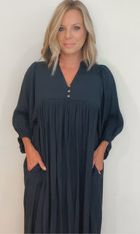 Newbury Midi Dress-Navy