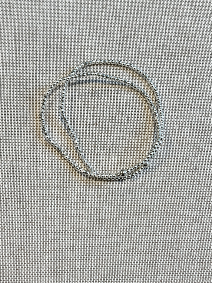 Beaded Stretch Bracelet-Sterling Silver