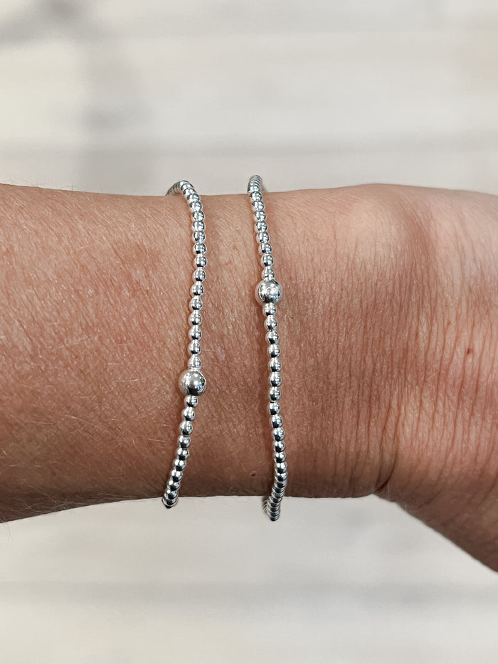 Beaded Stretch Bracelet-Sterling Silver