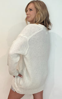 Bennie V Neck Sweater-Ivory