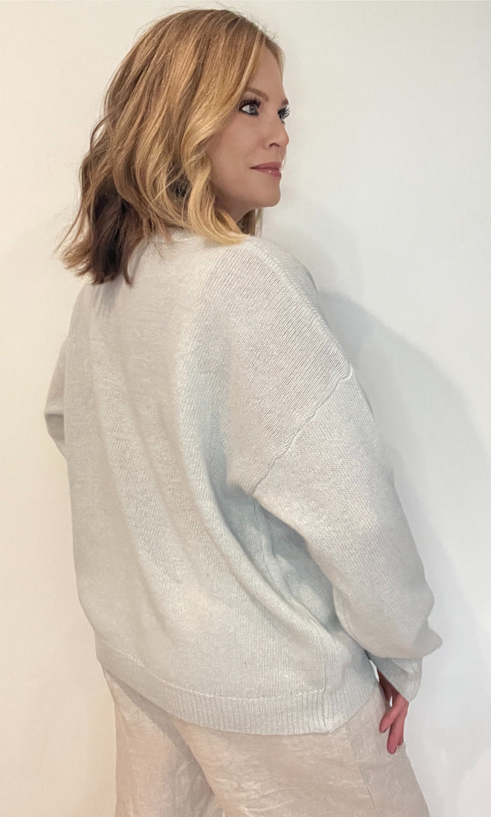 Be Happy Sweater-Light Blue