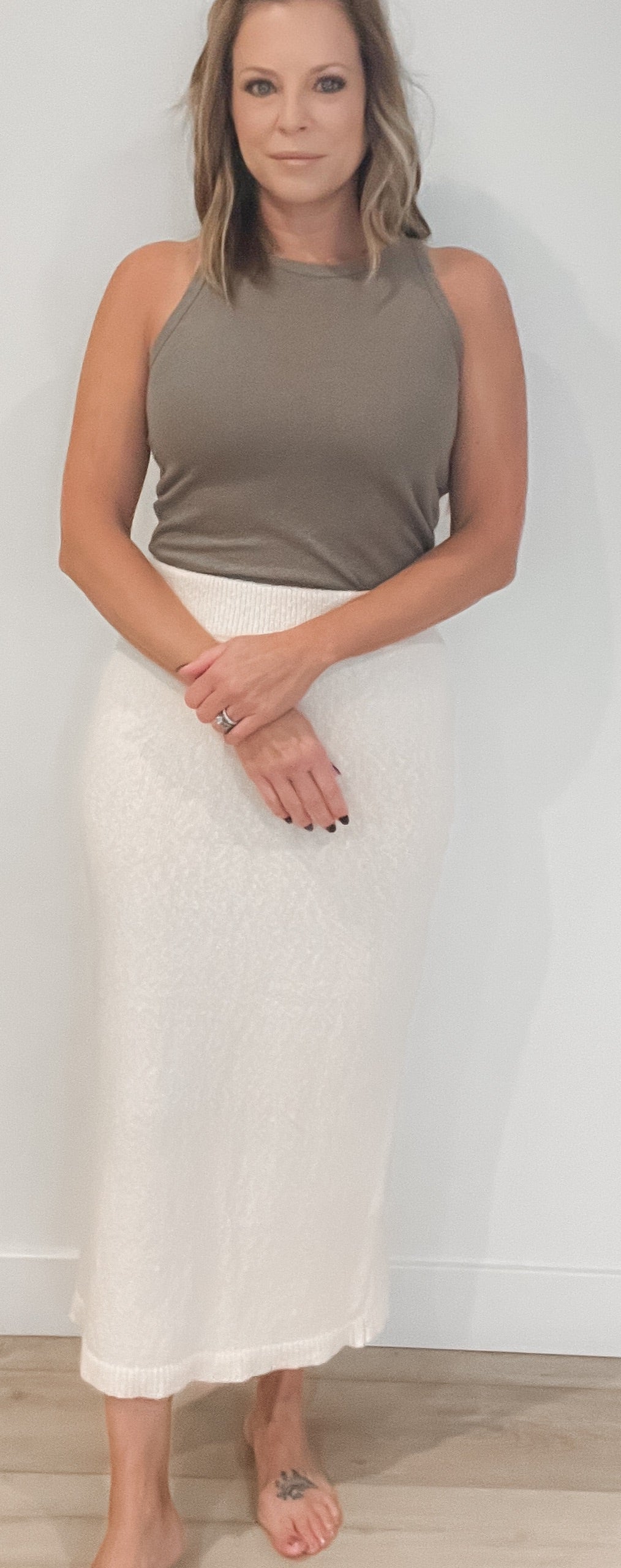 Jamie Knit Midi Skirt-Cream