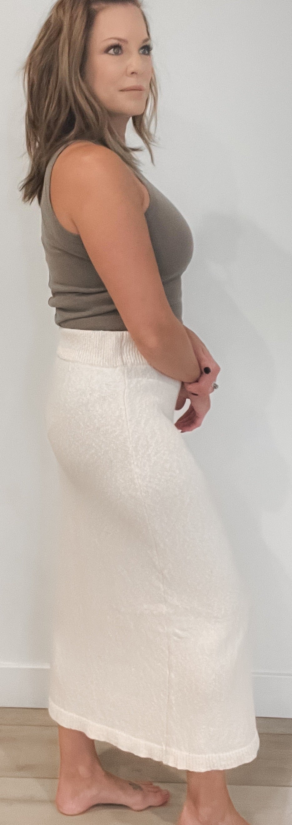 Jamie Knit Midi Skirt-Cream