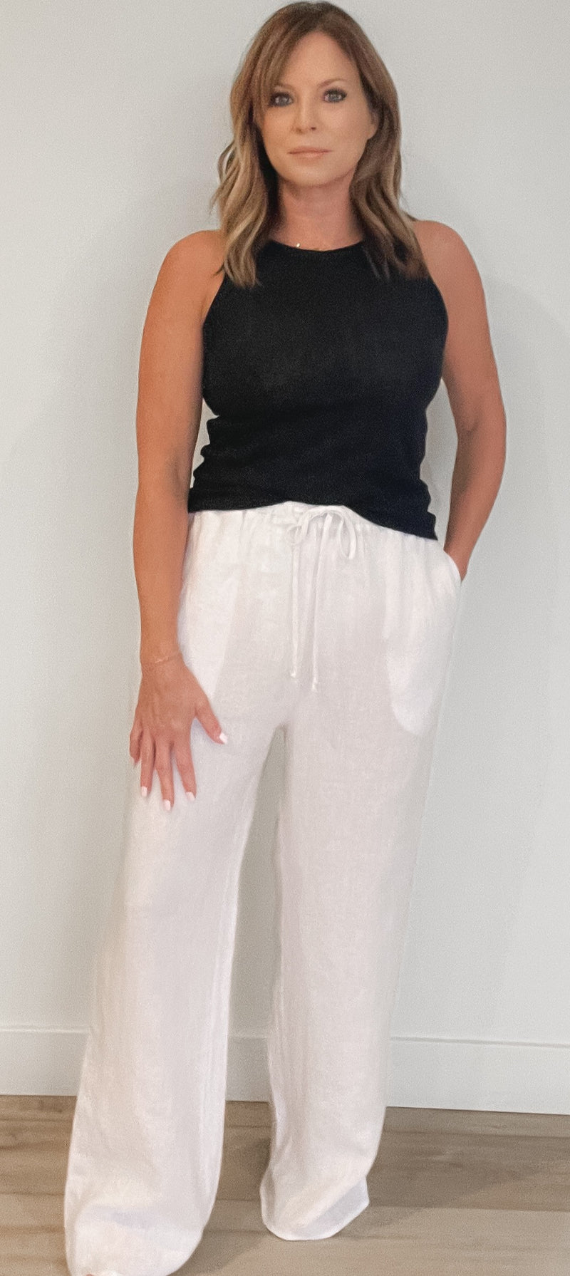 Capri Linen Pant-White