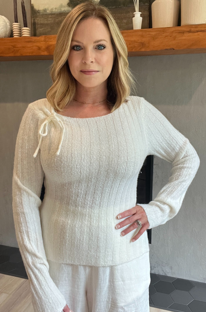 Flurry Ribbed Sweater-Off White