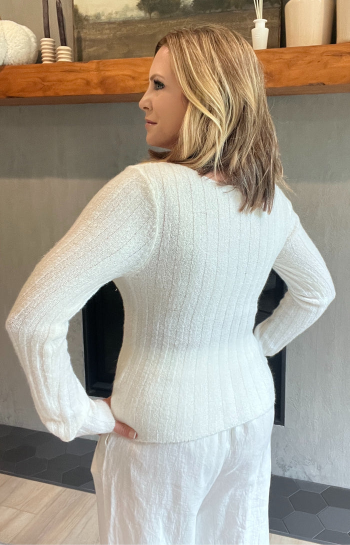 Flurry Ribbed Sweater-Off White