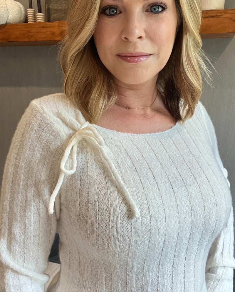 Flurry Ribbed Sweater-Off White